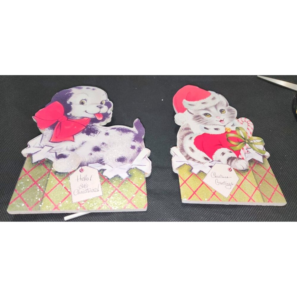 Bethany Lowe Vintage Christmas Puppy Kitten Stand-Up Decor